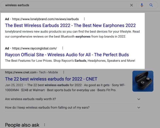  صفحة نتائج البحث serp 